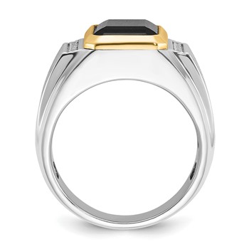 IB Goodman 14k Two-tone Mens Polished and Satin Octagon Onyx Diamond Ring Mounting — alternate view