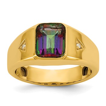 10ky Mystic Fire Topz and Diamond Ring Mounting