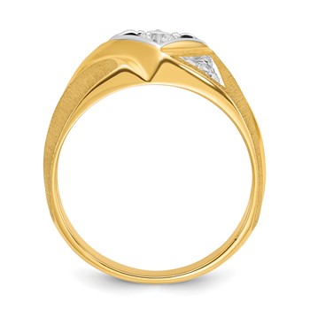 14k Two-Tone IBGoodman Men's Satin Lab Grown VS/SI FGH Dia Complete Ring — alternate view