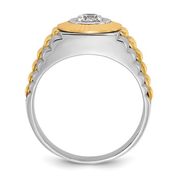 IBGoodman 14k Two-tone Men's Polished Satin and Textured Ring Mounting — alternate view