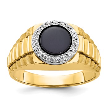 IB Goodman 14k Two-tone Mens Round Onyx and Diamond Ring Mounting