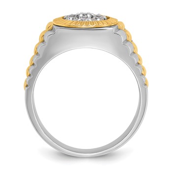 IBGoodman 14k Two-tone Men's Polished Satin and Textured Cluster Ring Mounting — alternate view