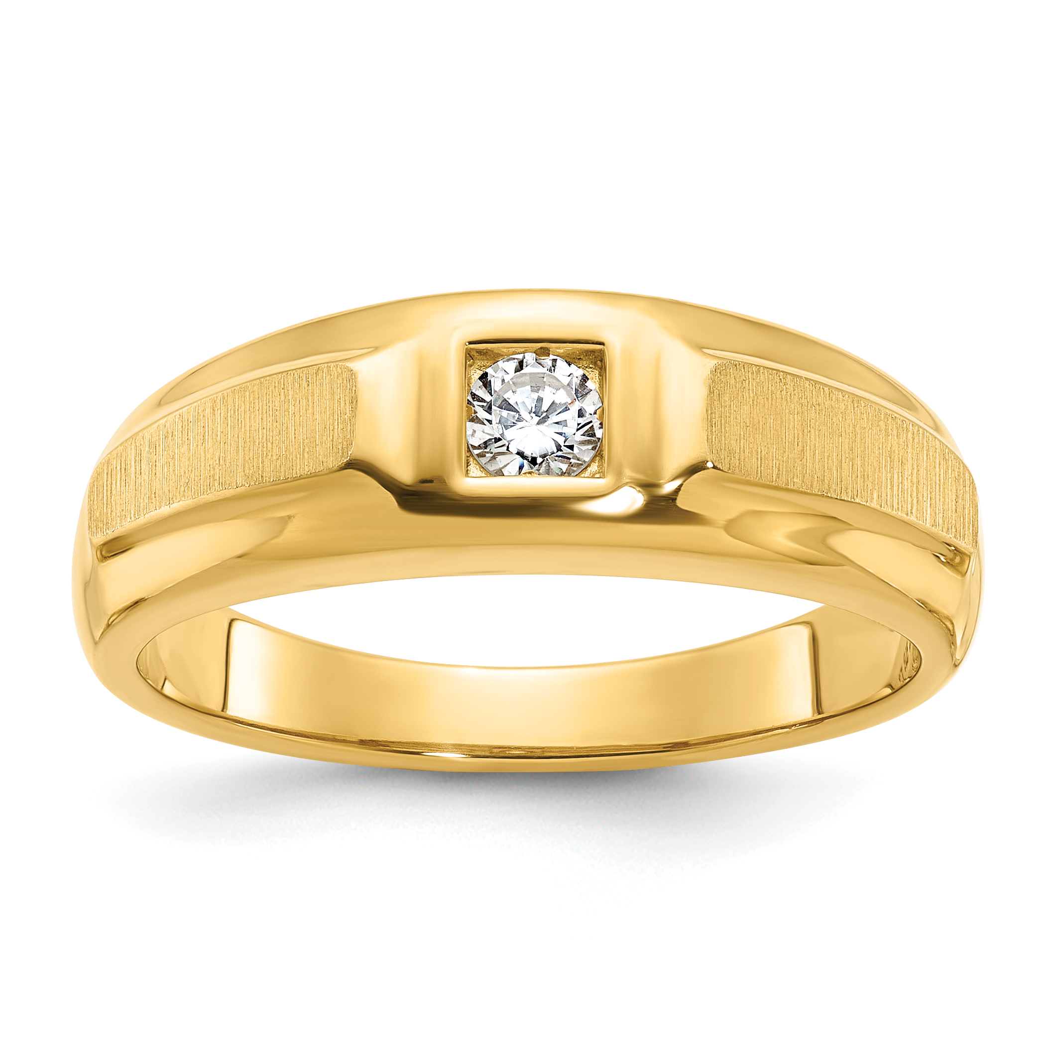 10k White Gold Men's Polished Satin and Grooved Ring 10k White Gold Men's Polished Satin and Grooved Ring