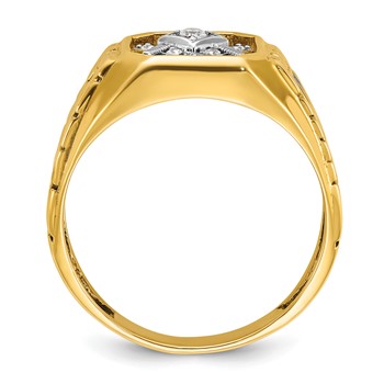 IBGoodman 14k Two-tone Men's Polished and Textured Blue Lodge Master Masonic Ring Mounting — alternate view