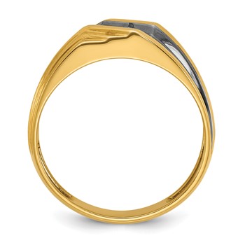 IB Goodman 14k Polished and Grooved Mens Ring Mounting — alternate view