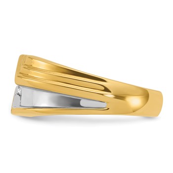 IBGoodman 14k with Black Rhodium 1/6 carat Lab Grown Diamond VS/SI+ G+ Complete Polished and Grooved Men's Ring — alternate view