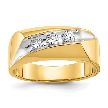IB Goodman 14k Mens Polished and Grooved 3-Stone Ring Mounting