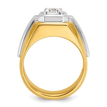IBGoodman 14k Two-tone 1 carat Lab Grown Diamond VS/SI+ G+ Complete Polished and Grooved Men's Ring — alternate view