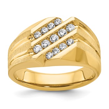 IB Goodman 14k Mens Polished Satin and Grooved Ring Mounting
