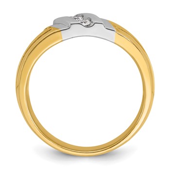 IBGoodman 14k Two-tone Men's Polished and Grooved 3-Stone Ring Mounting — alternate view