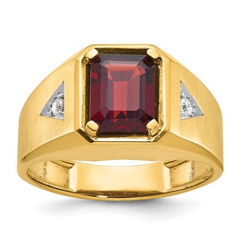 IB Goodman 14k Mens Polished and Satin Octagon Gemstone and Diamond Ring Mounting