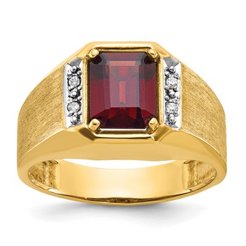 IB Goodman 14k Mens Polished and Satin Octagon Gemstone and Diamond Ring Mounting