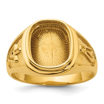 IBGoodman 14k Men's Polished and Textured Blue Lodge Master Masonic Ring Mounting