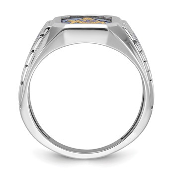 IBGoodman 14k White Gold Men's Polished and Textured Blue Lodge Master Masonic Ring Mounting — alternate view