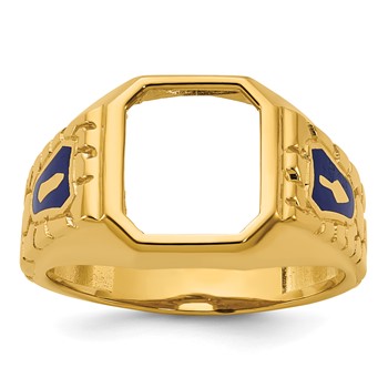 IBGoodman 10k Men's Polished and Textured Blue Lodge Master Masonic Ring Mounting