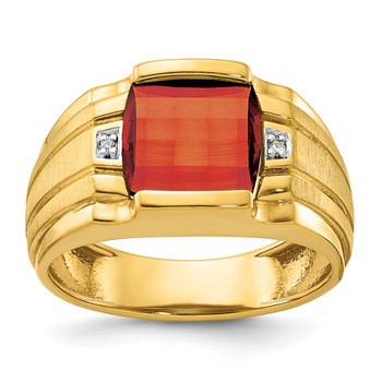 10k IBGoodman Men's Cr. Ruby and Diamond Complete Ring