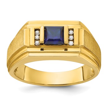 IB Goodman 14k Mens Square Gemstone and Diamond Satin Ring Mounting