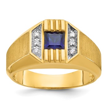 IB Goodman 14k Mens Square Gemstone and Diamond Satin Ring Mounting