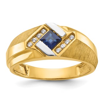 IB Goodman 14k Mens Square Gemstone and Diamond Satin Ring Mounting