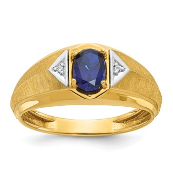 IB Goodman 14k Mens Oval Gemstone and Diamond Satin Ring Mounting