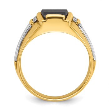IB Goodman 14k Two-tone Mens Satin Barrel Onyx and Diamond Ring Mounting — alternate view