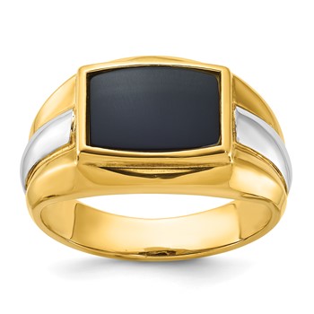 IB Goodman 14k Two-tone Mens Rectangle Onyx Ring Mounting