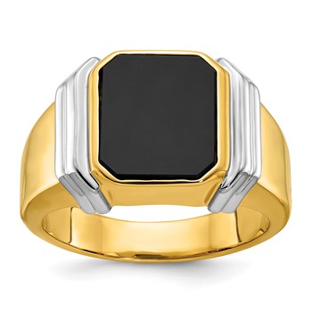 IB Goodman 14k Two-tone Mens Octagon Onyx Ring Mounting