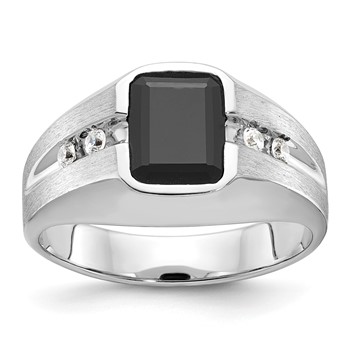 IBGoodman 14k White Gold Men's Polished and Satin Gemstone Ring Mounting