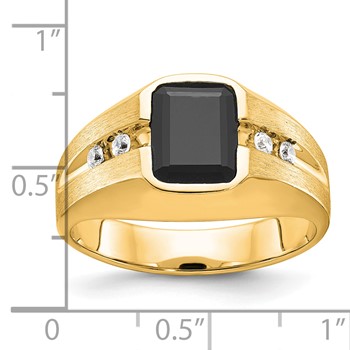 IBGoodman 14k Men's Polished and Satin Onyx and 1/8 Carat A Quality Diamond Ring — alternate view