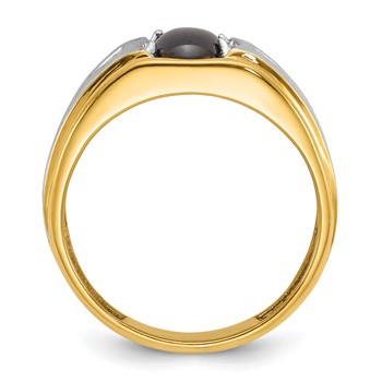 IBGoodman 10k Two-tone Men's Polished Satin and Grooved Gemstone and Diamond Ring Mounting — alternate view
