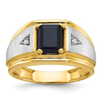 IB Goodman 14k Two-tone Mens Satin Octagon Onyx and Diamond Ring Mounting