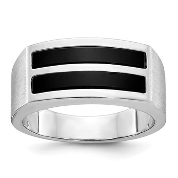 IB Goodman 14k White Gold Mens Polished and Satin Onyx Ring Mounting