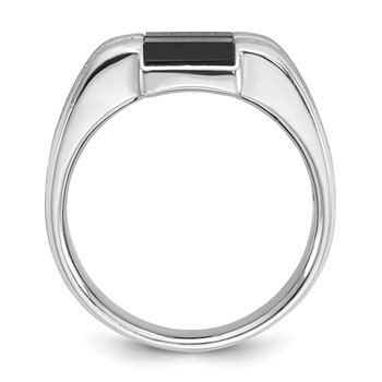 IB Goodman 14k White Gold Mens Satin Rectangle Onyx and Diamond Ring Mounting — alternate view