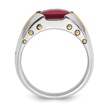 IB Goodman 14k Two-tone Mens Barrel Gemstone and Diamond Ring Mounting — alternate view