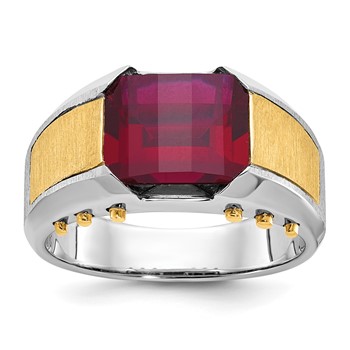 IB Goodman 14k Two-tone Mens Barrel Gemstone and Diamond Ring Mounting