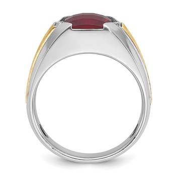 IBGoodman 10k Two-tone Men's Polished and Satin Gemstone and Diamond Ring Mounting — alternate view