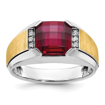IBGoodman 10k Two-tone Men's Polished and Satin Gemstone and Diamond Ring Mounting