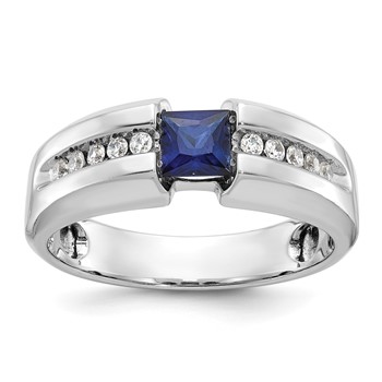 IB Goodman 14k White Gold Polished Square Gemstone and Diamond Mens Ring Mounting