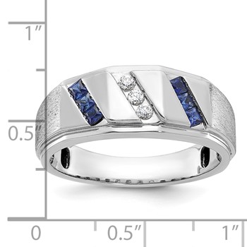 IB Goodman 14k White Gold Satin Sapphire/Diamond Mens Ring Mounting — alternate view