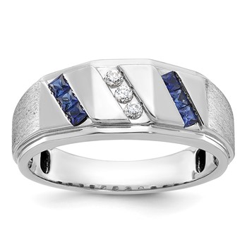 IB Goodman 14k White Gold Satin Sapphire/Diamond Mens Ring Mounting