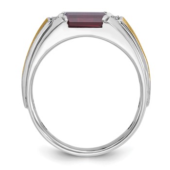 IB Goodman 14k Two-tone Mens Satin Barrel Gemstone and Diamond Ring Mounting — alternate view