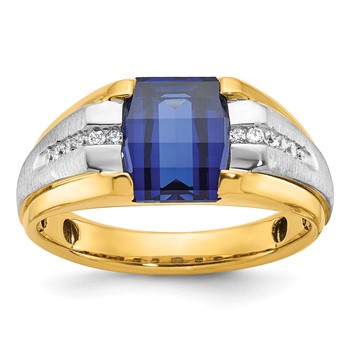 IB Goodman 14k Two-tone Mens Barrel Gemstone and Diamond Ring Mounting