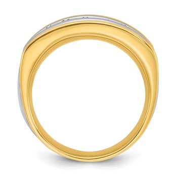 IBGoodman 14k Two-tone Men's Polished and Grooved 7-Stone Ring Mounting — alternate view