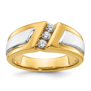IBGoodman 10k Two-tone Men's Polished and Satin 3-Stone Ring Mounting