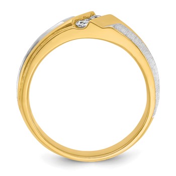 IBGoodman 14k Two-tone Men's Polished Satin and Grooved 3-Stone Ring Mounting — alternate view