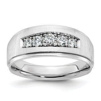IBGoodman 14k White Gold Polished and Brushed Five Stone Men's Ring Mounting