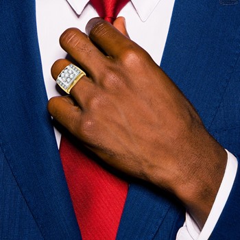 10k Two-tone IBGoodman Men's Polished and Satin Cluster Ring Mounting — alternate view