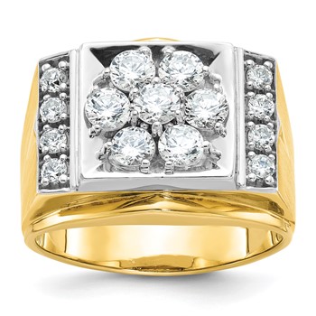 10k Two-tone IBGoodman Men's Polished and Satin Cluster Ring Mounting
