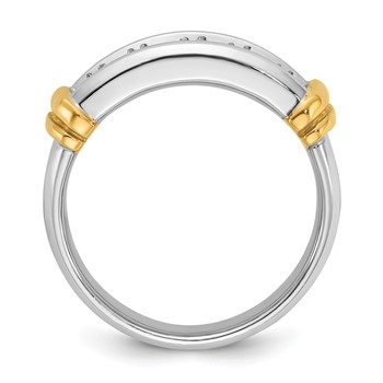IBGoodman 14k Two-tone Men's Polished and Grooved 5-Stone Ring Mounting — alternate view