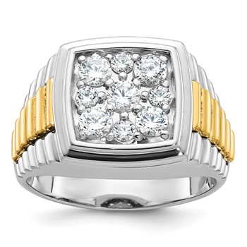 IBGoodman 10k Two-tone Men's Polished and Textured Cluster Ring Mounting